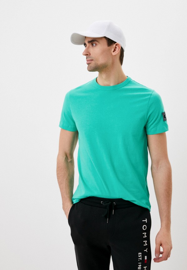 мужская футболка с коротким рукавом tommy hilfiger, зеленая