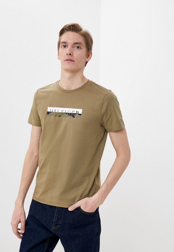 мужская футболка с коротким рукавом tommy hilfiger, хаки