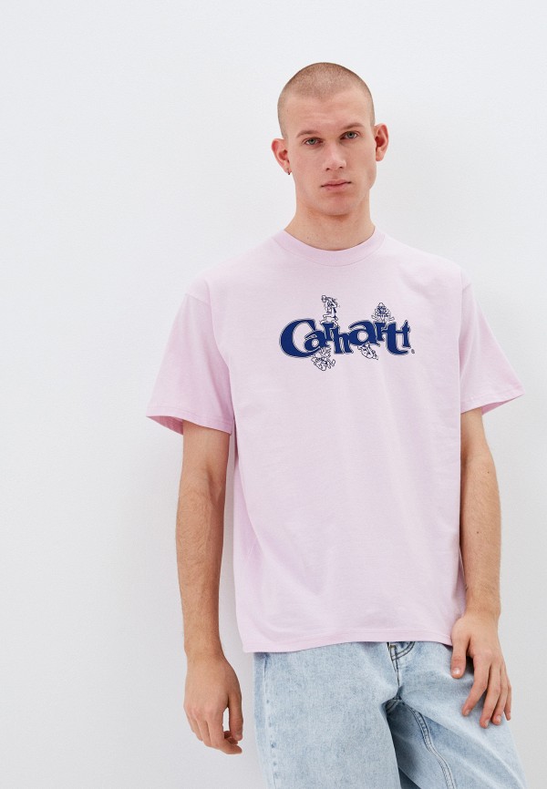 мужская футболка с коротким рукавом carhartt wip, розовая
