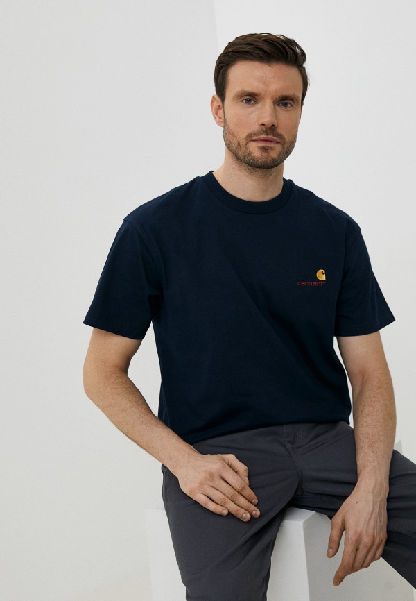 мужская футболка с коротким рукавом carhartt wip, синяя