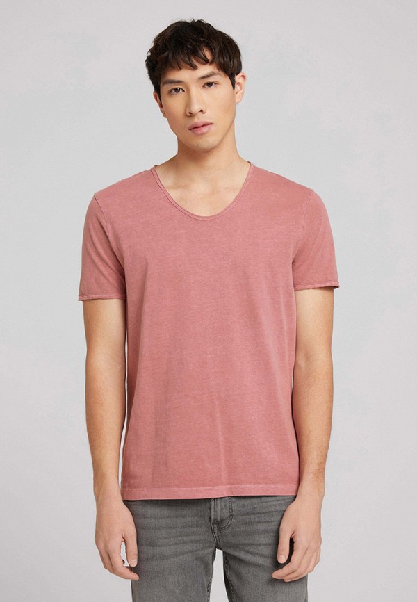 мужская футболка с коротким рукавом tom tailor, розовая