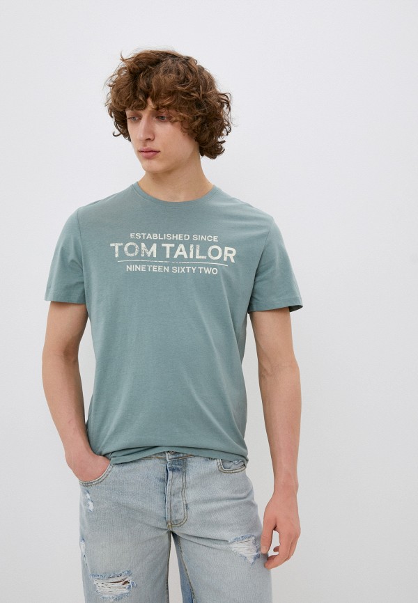 мужская футболка с коротким рукавом tom tailor, бирюзовая