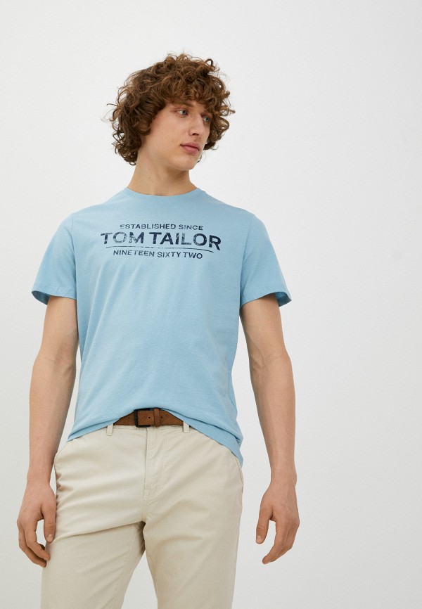 мужская футболка с коротким рукавом tom tailor, голубая