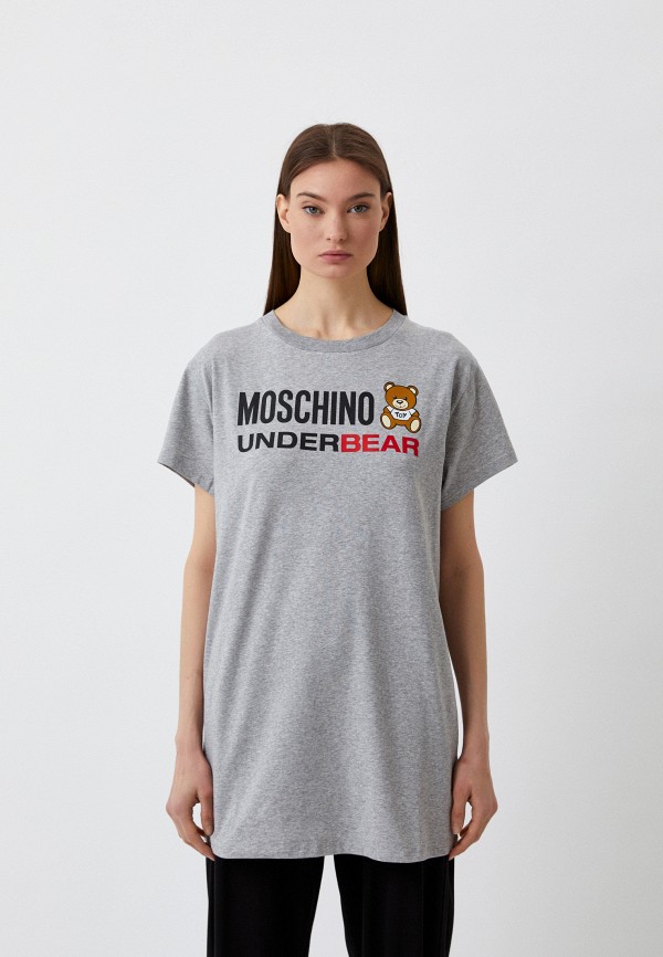 женская футболка moschino underwear, серая