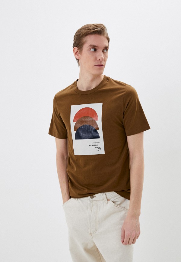 мужская футболка с коротким рукавом s.oliver, коричневая
