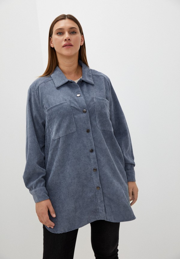 женская рубашка с длинным рукавом kaffe curve, серая