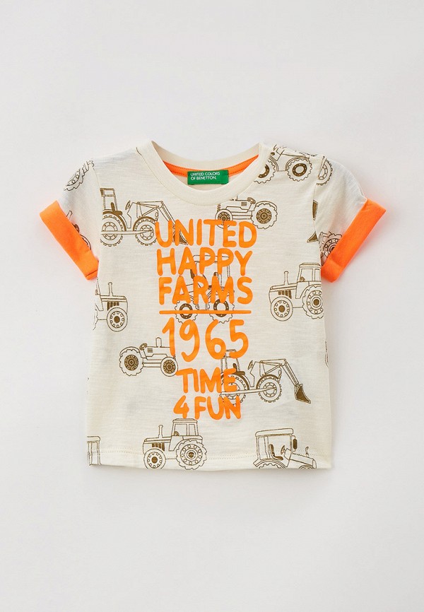 футболка с коротким рукавом united colors of benetton для мальчика, бежевая