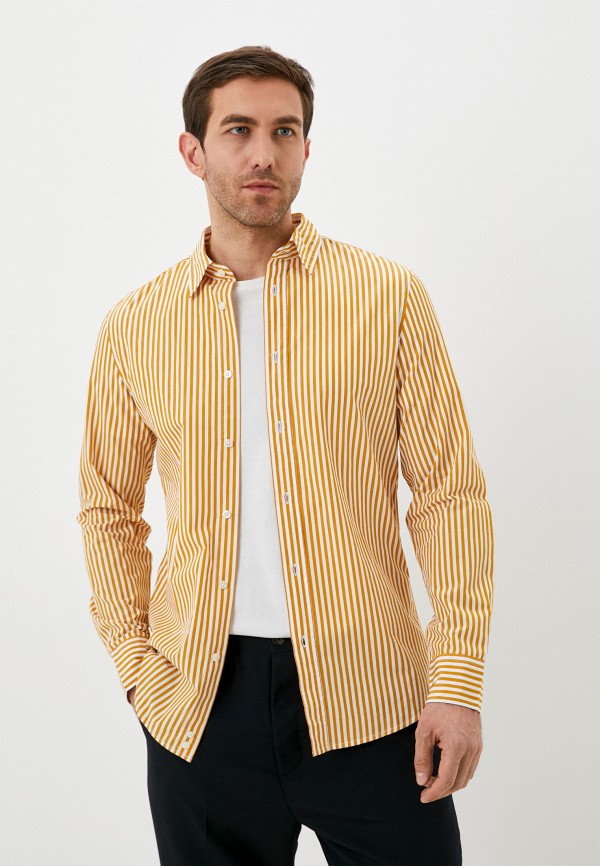 мужская рубашка с длинным рукавом united colors of benetton, желтая