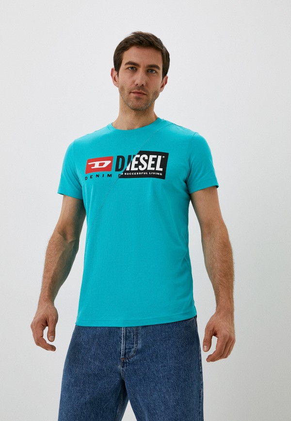 мужская футболка diesel, бирюзовая