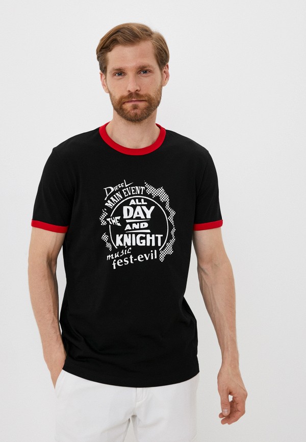 мужская футболка с коротким рукавом diesel, черная