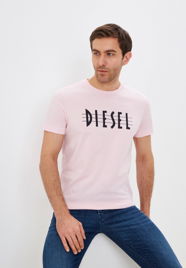 мужская футболка diesel, розовая