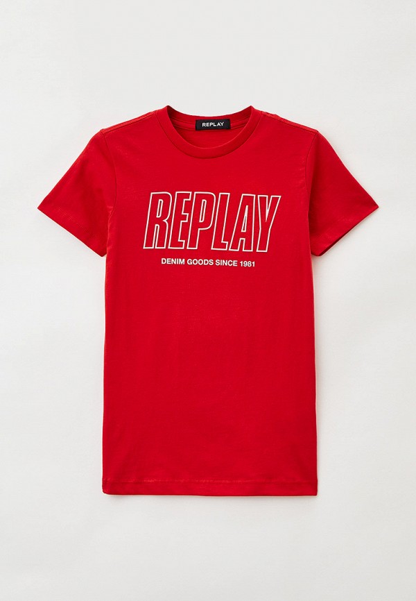 футболка с коротким рукавом replay для мальчика, красная