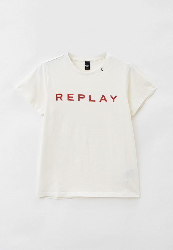 футболка с коротким рукавом replay для девочки, белая