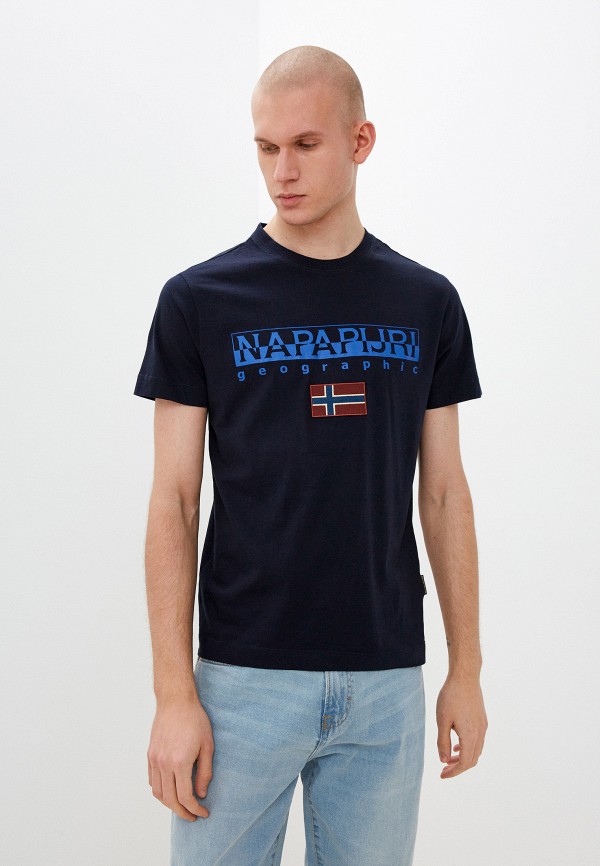 мужская футболка napapijri, синяя