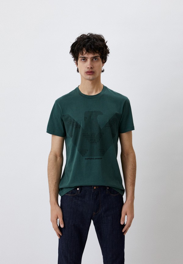 мужская футболка emporio armani, зеленая