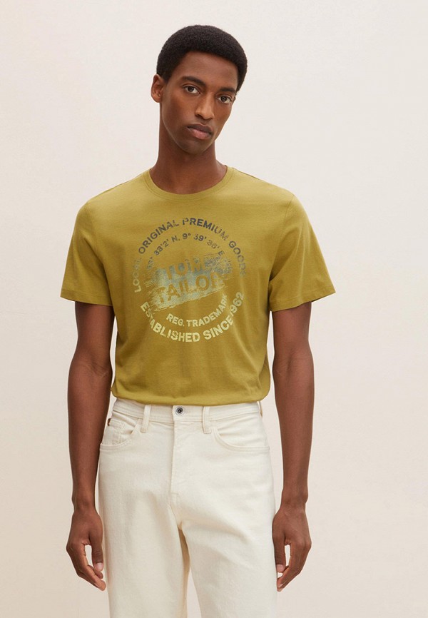 мужская футболка с коротким рукавом tom tailor, коричневая