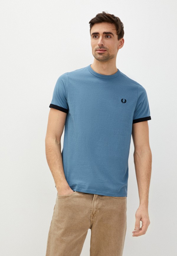 мужская футболка с коротким рукавом fred perry, голубая