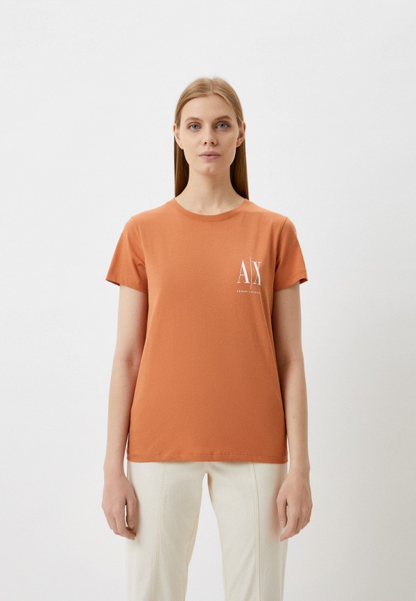 женская футболка armani exchange, коричневая
