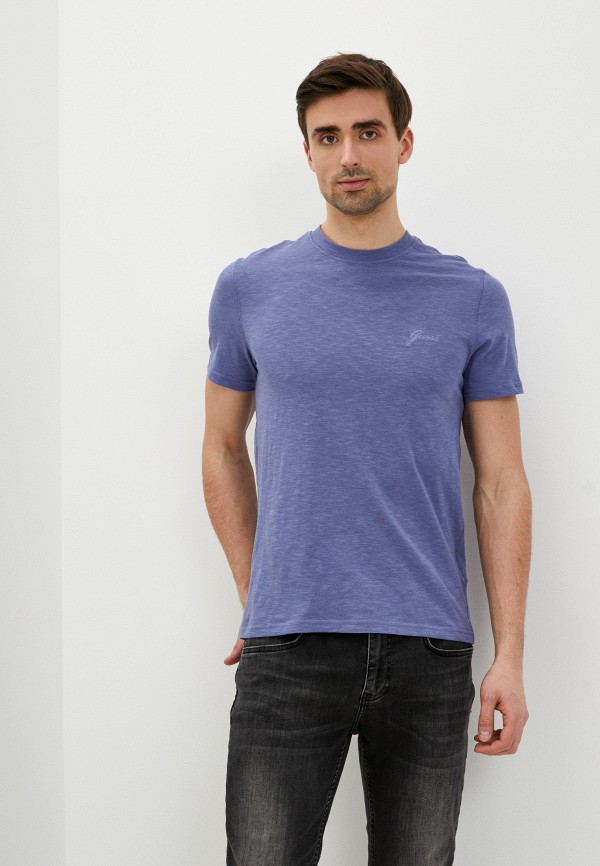 мужская футболка с коротким рукавом guess, голубая