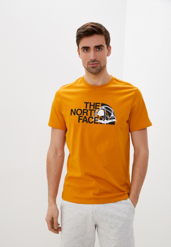 мужская спортивные футболка the north face, оранжевая