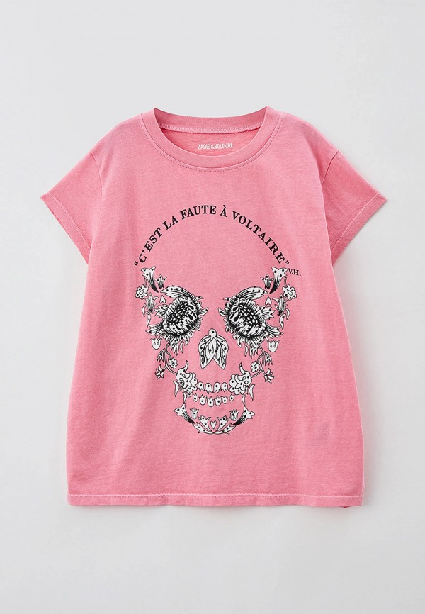 футболка с коротким рукавом zadig & voltaire для девочки, розовая