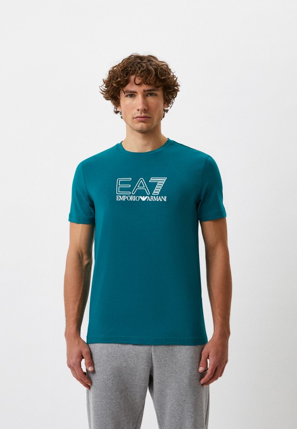 мужская футболка ea7, бирюзовая