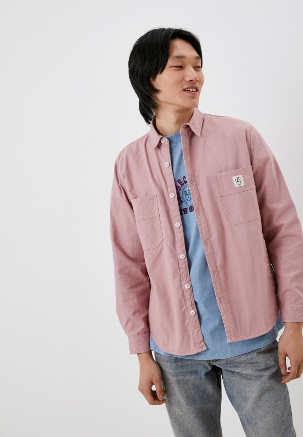 мужская рубашка с длинным рукавом topman, розовая