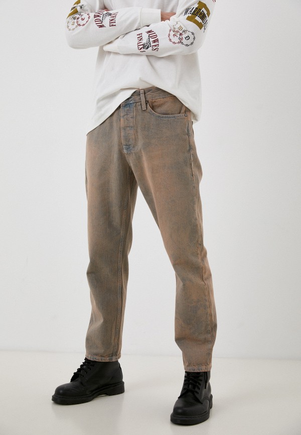 мужские зауженные джинсы topman, коричневые
