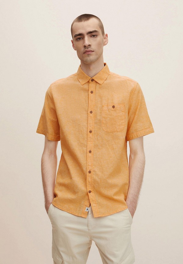 мужская рубашка с коротким рукавом tom tailor, оранжевая
