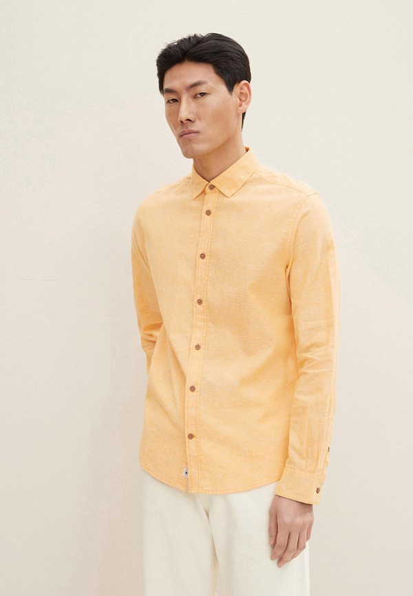 мужская рубашка с длинным рукавом tom tailor, оранжевая
