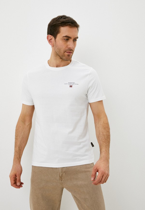 мужская футболка с коротким рукавом napapijri, белая
