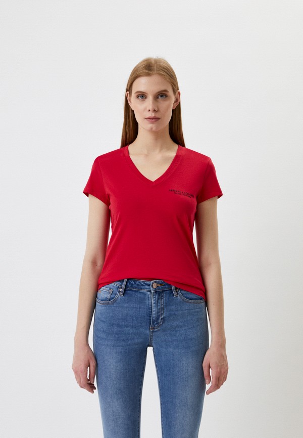 женская футболка armani exchange, красная