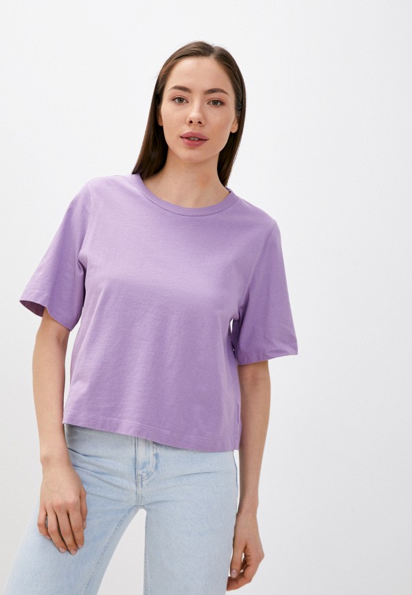 женская футболка united colors of benetton, фиолетовая