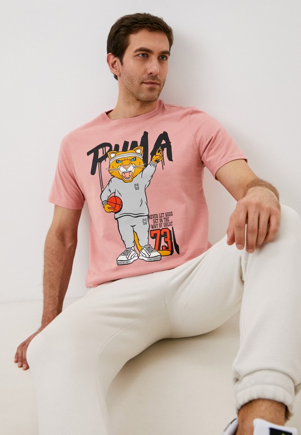 мужская спортивные футболка puma, розовая