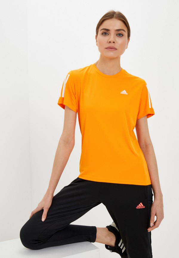 женская футболка adidas, оранжевая