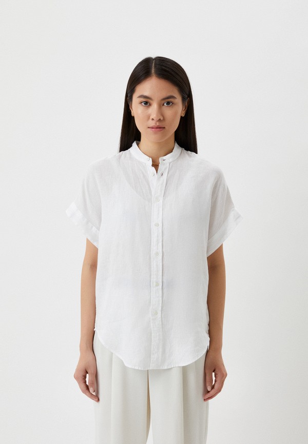 женская рубашка с коротким рукавом polo ralph lauren, белая