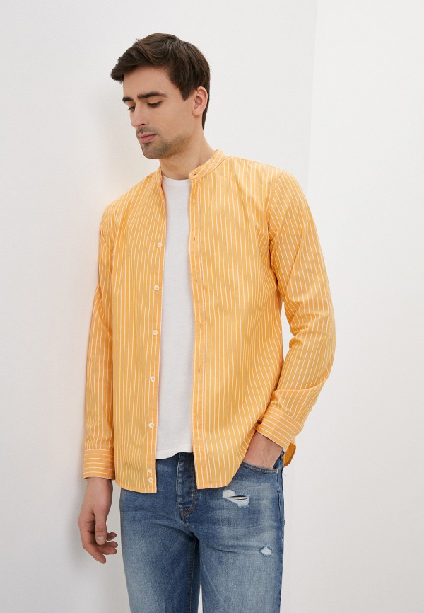 мужская рубашка с длинным рукавом united colors of benetton, оранжевая