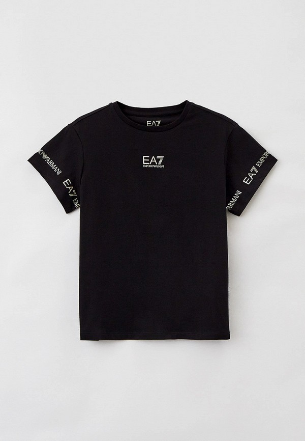 футболка ea7 для девочки, черная