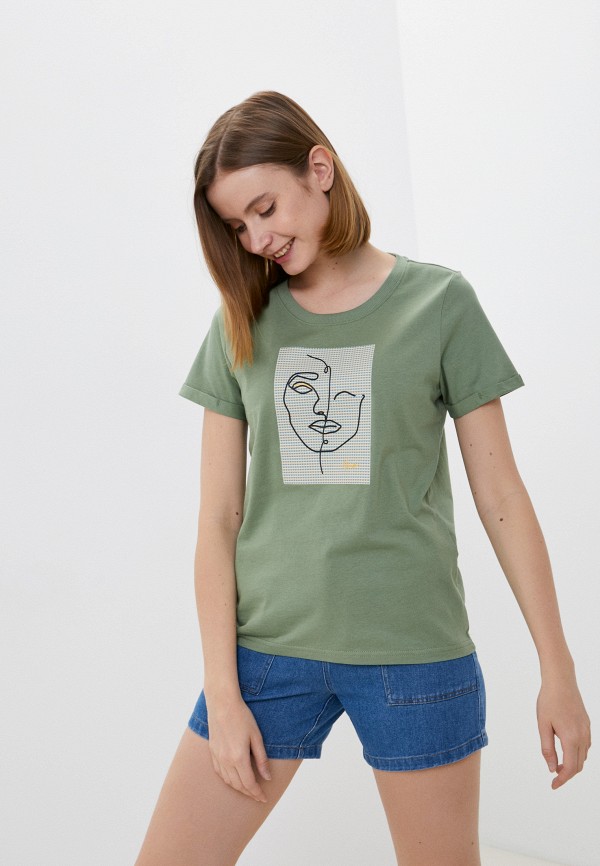 женская футболка numph, зеленая