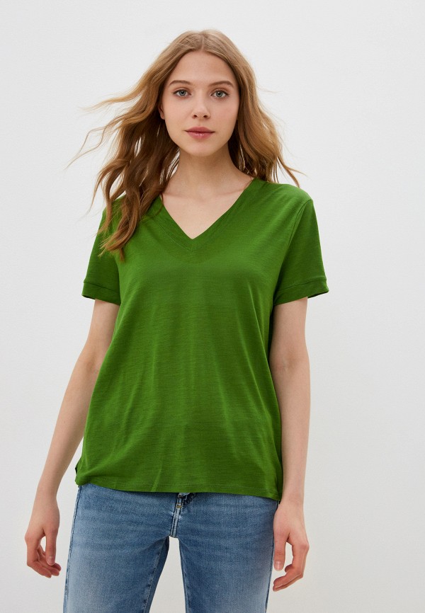 женская футболка united colors of benetton, зеленая