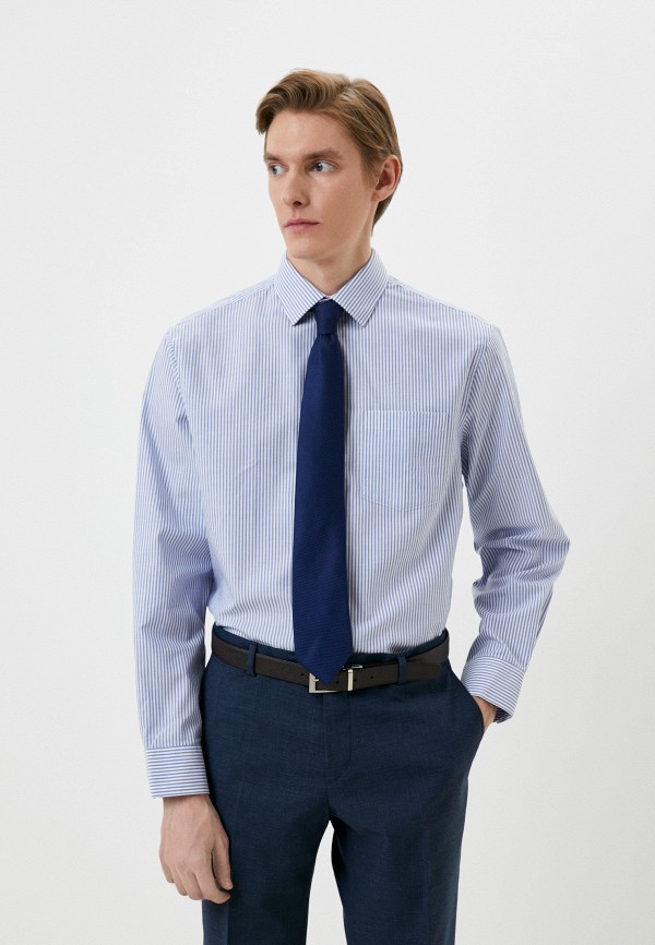 мужская рубашка с длинным рукавом marks & spencer, голубая