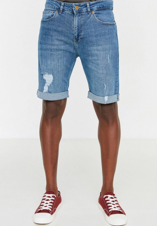 мужские джинсовые шорты trendyol, синие
