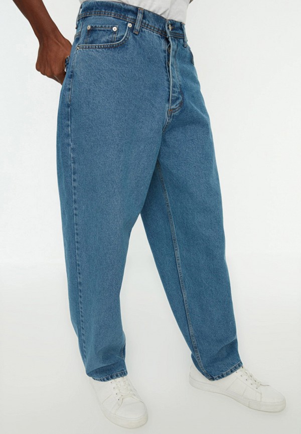 мужские прямые джинсы trendyol, синие