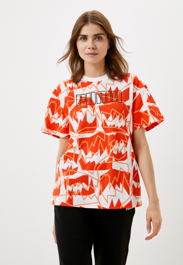 женская спортивные футболка puma, оранжевая