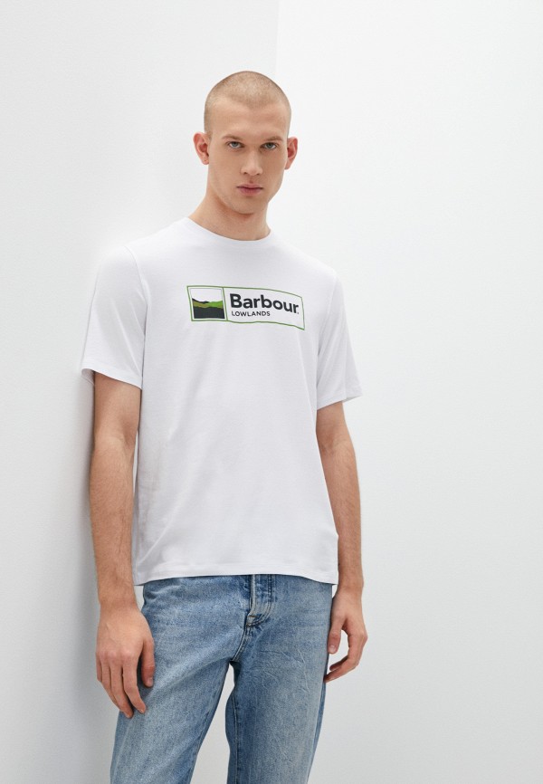 мужская футболка с коротким рукавом barbour, белая