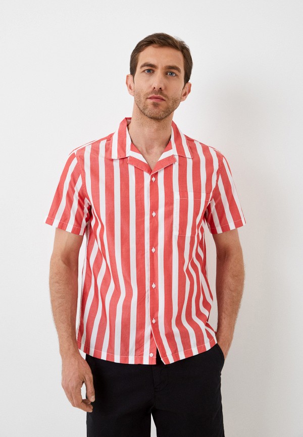 мужская рубашка с коротким рукавом united colors of benetton, красная