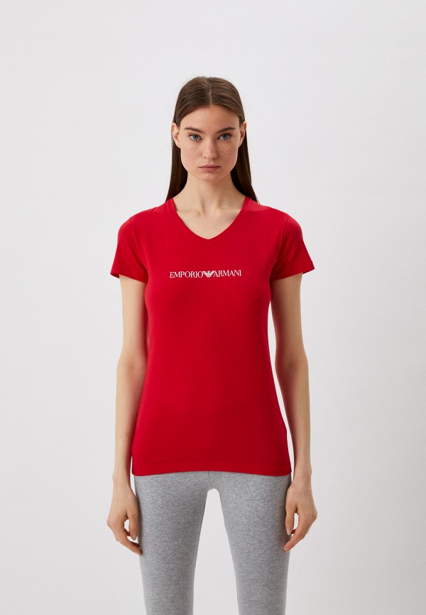 женская футболка emporio armani, красная