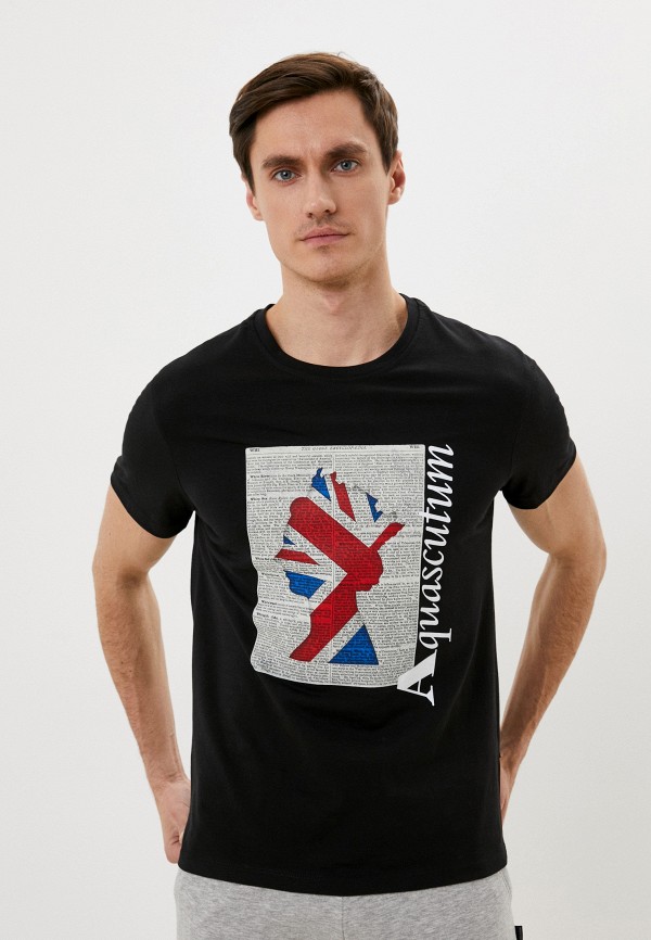 мужская футболка с коротким рукавом aquascutum, черная