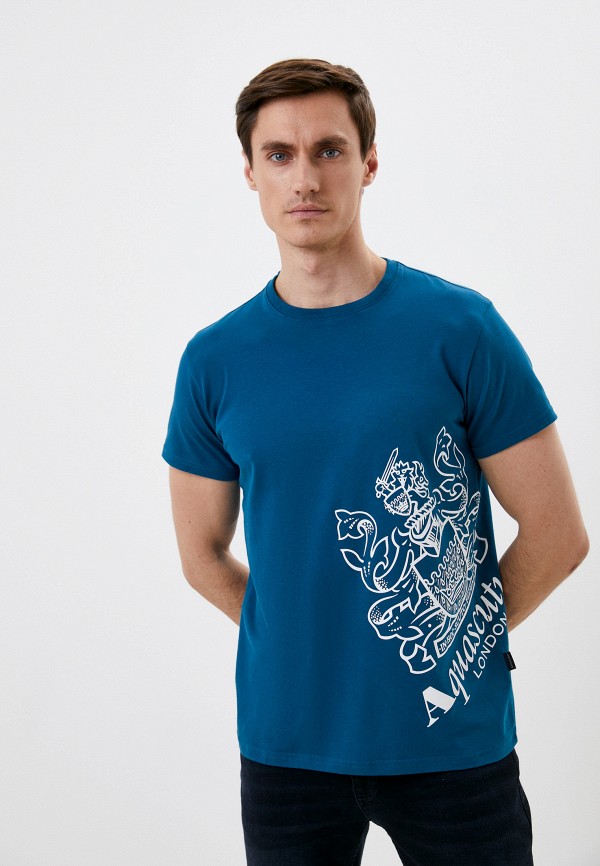 мужская футболка с коротким рукавом aquascutum, бирюзовая
