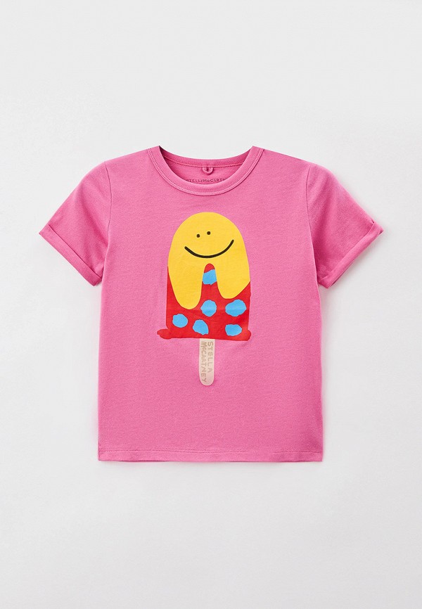футболка с коротким рукавом stella mccartney для девочки, розовая